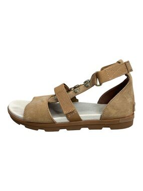 SOREL Torpeda Carly tan leather strappy flat sandals 6.5 7